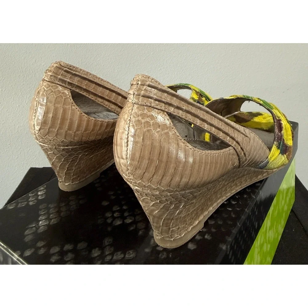 NEW Sam Edelman FAITH open toe Platform Wedges Sandals size 7M Snake skin